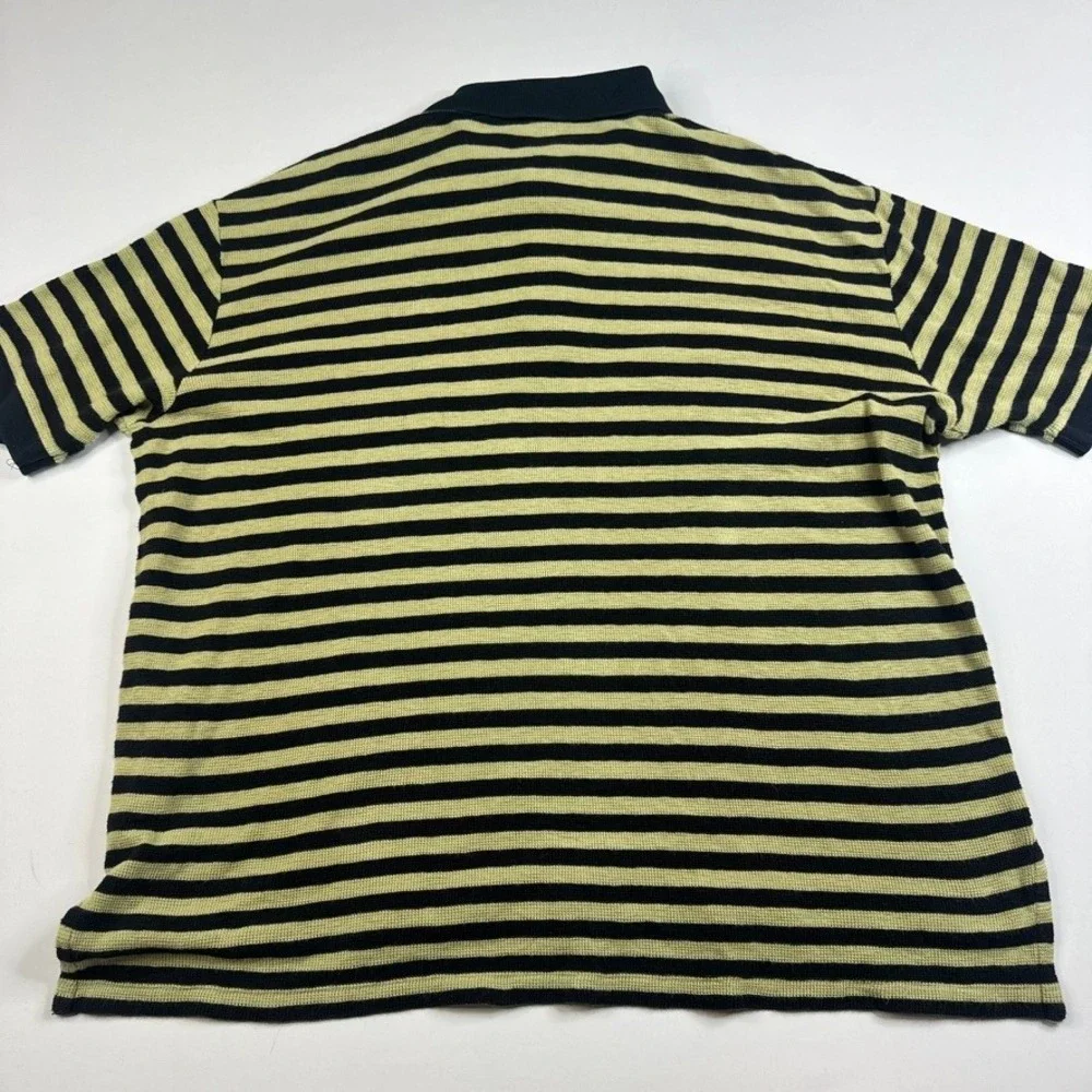 Polo Ralph‎ Lauren Loose Knit Shirt Mens XXL Yellow Black Striped Short Sleeve
